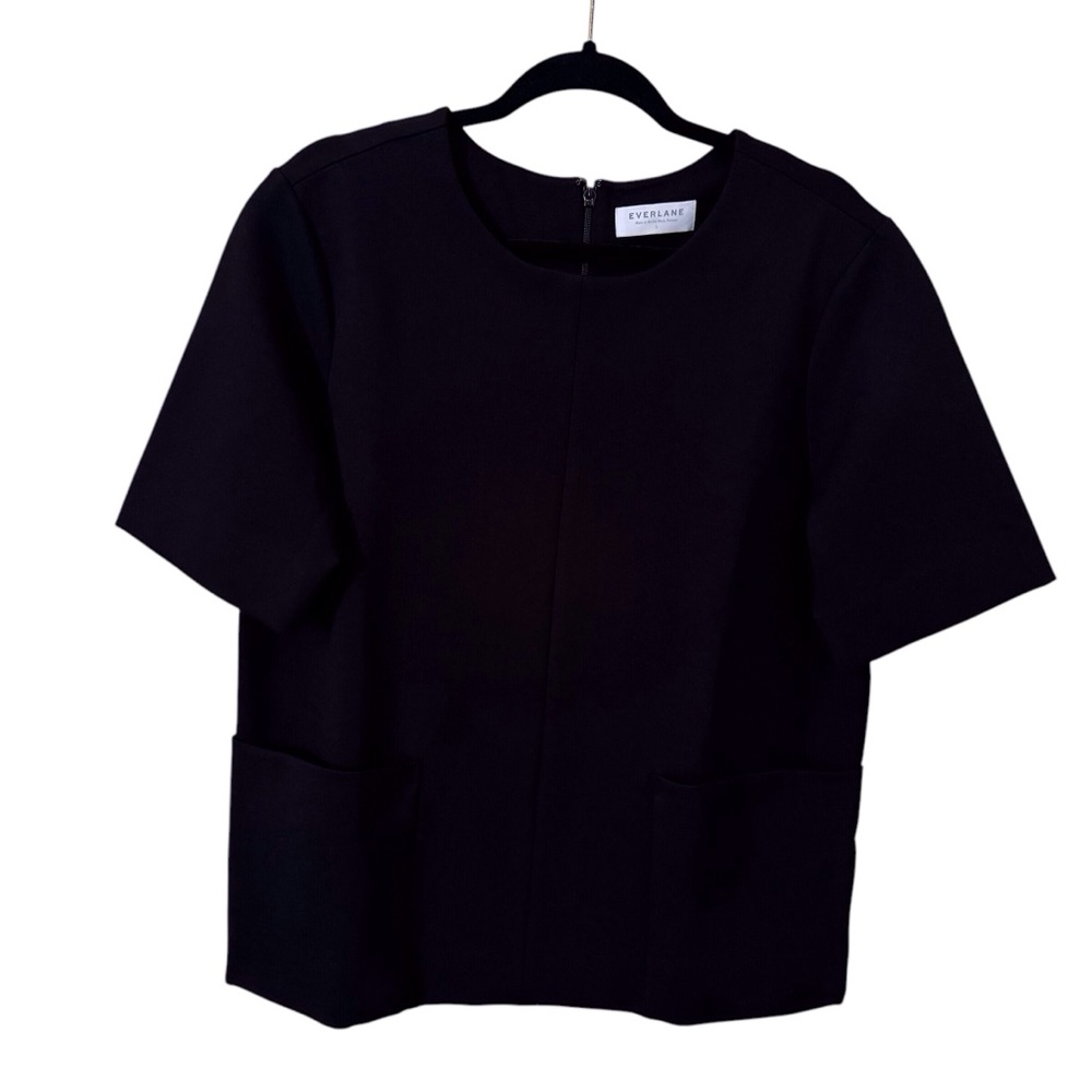 Everlane Size Large Black Minimalist Pockets Thick Knit The Ponte Blouse Top - Picture 2 of 7